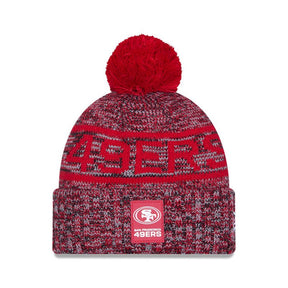 San Francisco 49ers Red/Gray Pom Knit Beanie - New Era - 