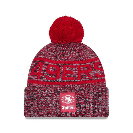 San Francisco 49ers Red/Gray Pom Knit Beanie - New Era - 