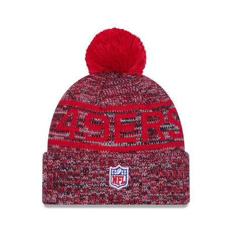 San Francisco 49ers Red/Gray Pom Knit Beanie - New Era - 