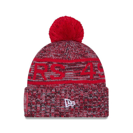 San Francisco 49ers Red/Gray Pom Knit Beanie - New Era - 