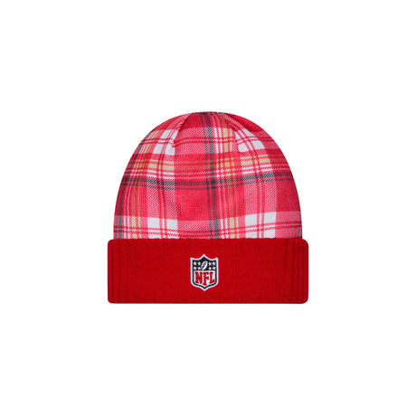San Francisco 49ers Scarlet Plaid Statement Beanie Cuffed Knit Hat - New Era - 