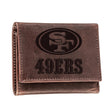 San Francisco 49ers, Tri - Fold Wallet, Brown, CH, 100% Genuine Leather - EG Collective - 801946048381