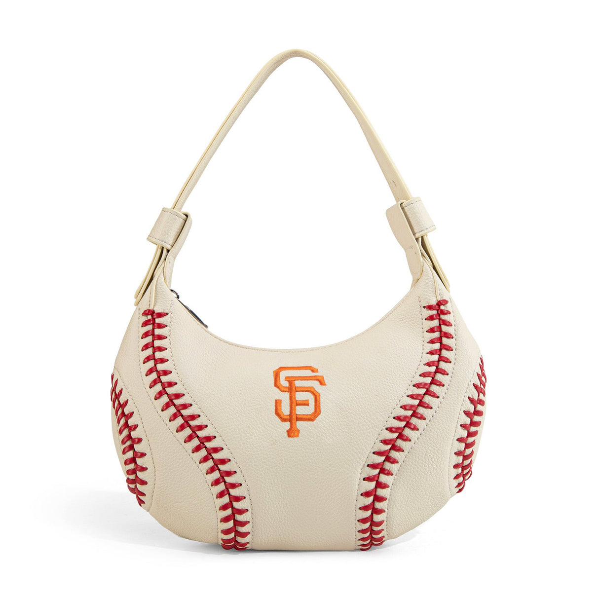 San Francisco Giants Baseball Stitch Beige Hobo Crossbody Bag - Montana West - 221102413