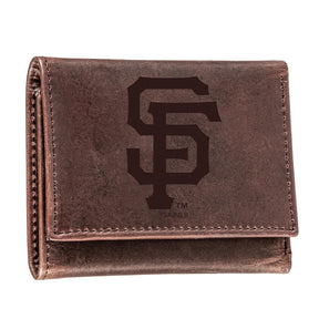 San Francisco Giants Tri - Fold Wallet Brown 100% Genuine Leather - EG Collective - 801946416425