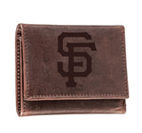 San Francisco Giants Tri-Fold Wallet Brown 100% Genuine Leather - EG Collective - 801946416425
