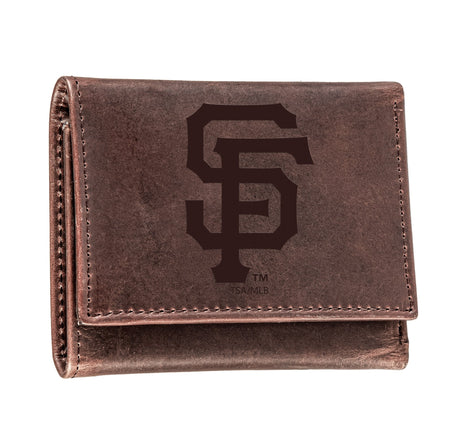 San Francisco Giants Tri-Fold Wallet Brown 100% Genuine Leather - EG Collective - 801946416425