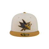 San Jose Sharks Two - Tone Cream Gold 59FIFTY Fitted Hat - New Era - 230510232701