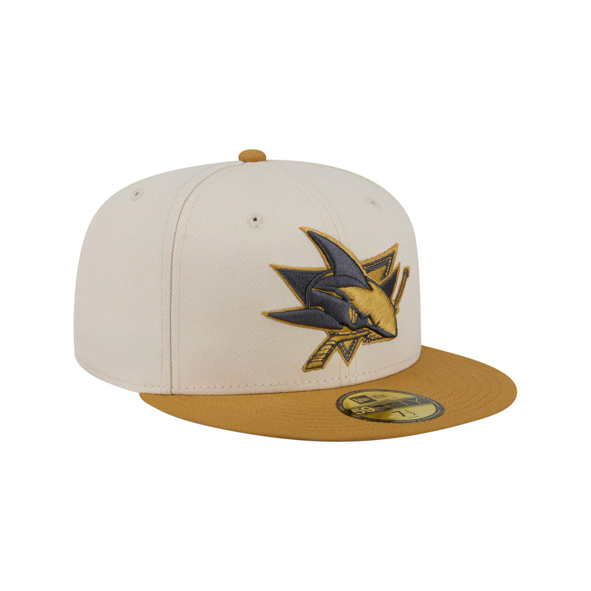 San Jose Sharks Two - Tone Cream Gold 59FIFTY Fitted Hat - New Era - 230510232701