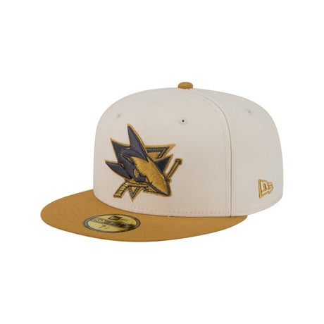 San Jose Sharks Two - Tone Cream Gold 59FIFTY Fitted Hat - New Era - 230510232701