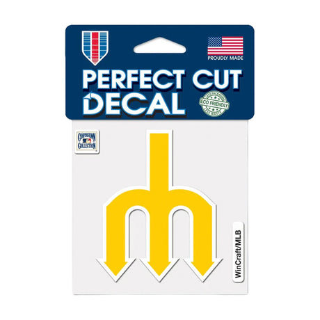 Seattle Mariners Cooperstown Collection Trident Logo 4x4 Perfect Cut Decal - Wincraft - 3210415