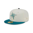 Seattle Mariners Team Shimmer Cream & Teal 59FIFTY Fitted Hat - New Era - 23332541501
