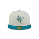 Seattle Mariners Team Shimmer Cream & Teal 59FIFTY Fitted Hat - New Era - 23332541501