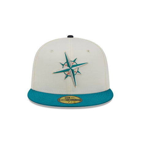 Seattle Mariners Team Shimmer Cream & Teal 59FIFTY Fitted Hat - New Era - 23332541501