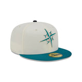 Seattle Mariners Team Shimmer Cream & Teal 59FIFTY Fitted Hat - New Era - 23332541501