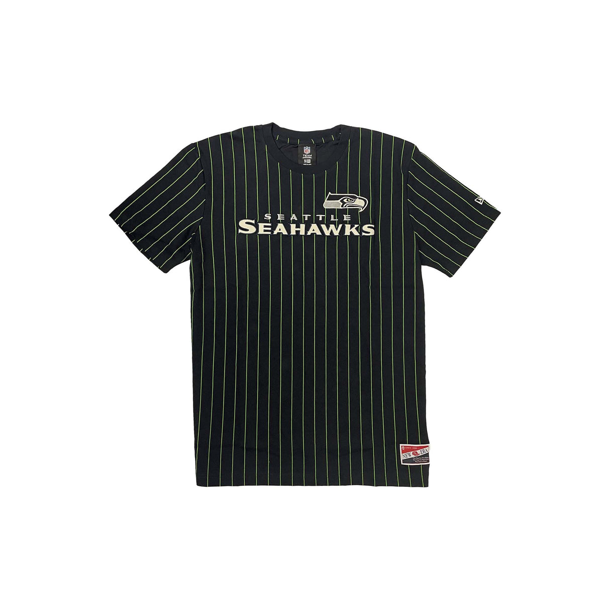 Seattle Seahawks Navy & Green Pinstripe New Era Throwback T-Shirt - New Era - 