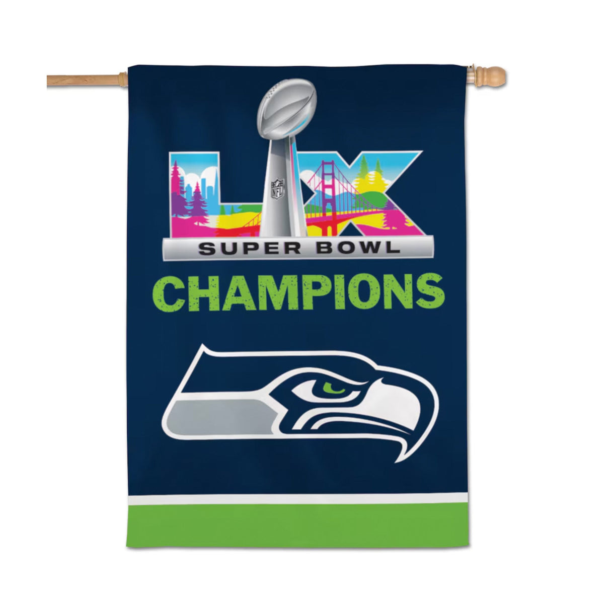 Seattle Seahawks Super Bowl LX Champions Double - Sided 28" x 40" Vertical Banner - Wincraft - 36030813