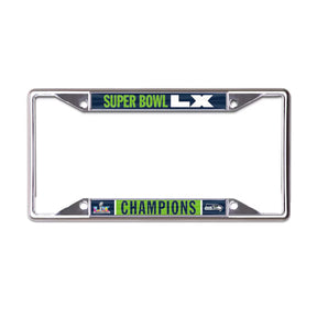 Seattle Seahawks Super Bowl LX Champions Laser Cut Metal License Plate Frame - Wincraft - 36030809