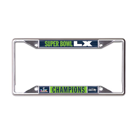 Seattle Seahawks Super Bowl LX Champions Laser Cut Metal License Plate Frame - Wincraft - 36030809