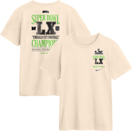 Seattle Seahawks Super Bowl LX Champions Long Ball Natural T-Shirt - Nike - 360306128401
