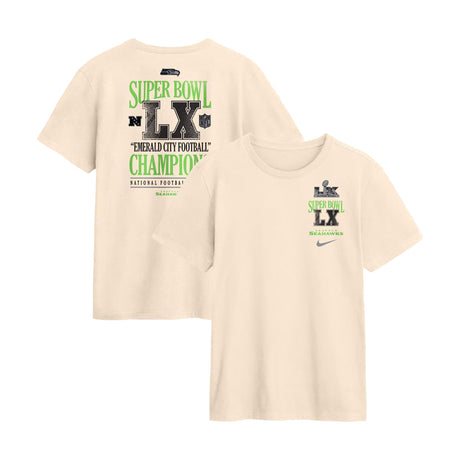 Seattle Seahawks Super Bowl LX Champions Long Ball Natural T-Shirt - Nike - 360306128401