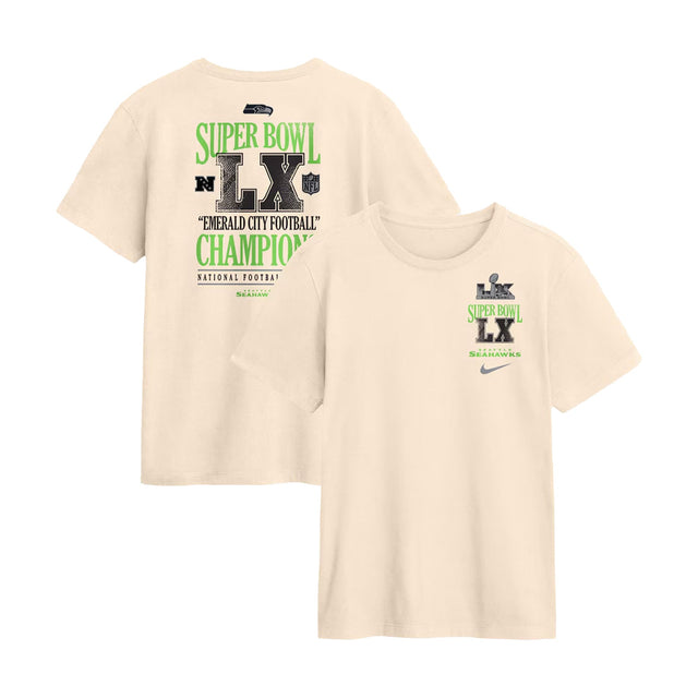 Seattle Seahawks Super Bowl LX Champions Long Ball Natural T-Shirt - Nike - 360306128401