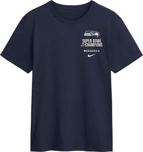 Seattle Seahawks Two - Time Super Bowl Champions Downtown Ring Club Navy T-Shirt - Nike - 360306128201