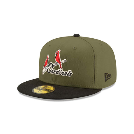 St. Louis Cardinals 125th Anniversary Patch Olive & Black "Field Issue" 59FIFTY Fitted Hat - New Era - 