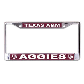 Front view of a Texas Tech Red Raiders license plate frame showcasing red and white team graphics with a white background