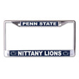 Front view of a silver SDSU Aztecs license plate frame showcasing red team lettering on a white background