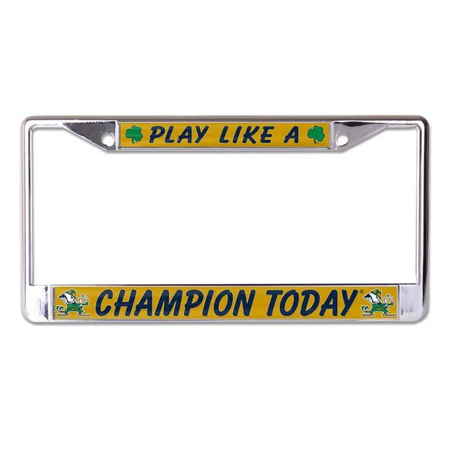 Front view of an Ohio State Buckeyes license plate frame with red team panels and chrome trim on white background