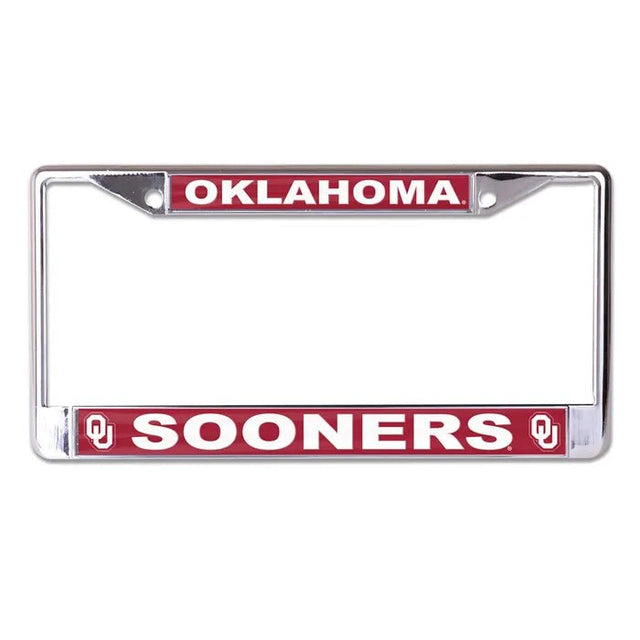 Front view of Oregon Ducks license plate frame with chrome border and green OREGON and O DUCKS panels on white background