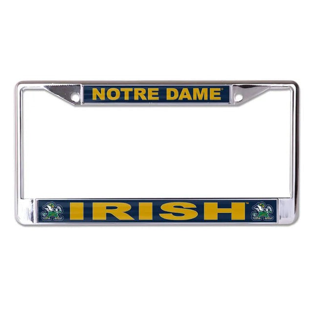 Front view of State College license plate frame with Play Like a Champion Today text and Notre Dame logos on white