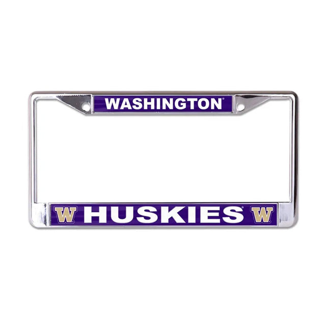Front view of State College license plate frame showcasing Washington Huskies graphics on a white background