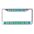 Front view of a USC Trojans license plate frame showcasing red and gold graphics with a chrome finish on a white background