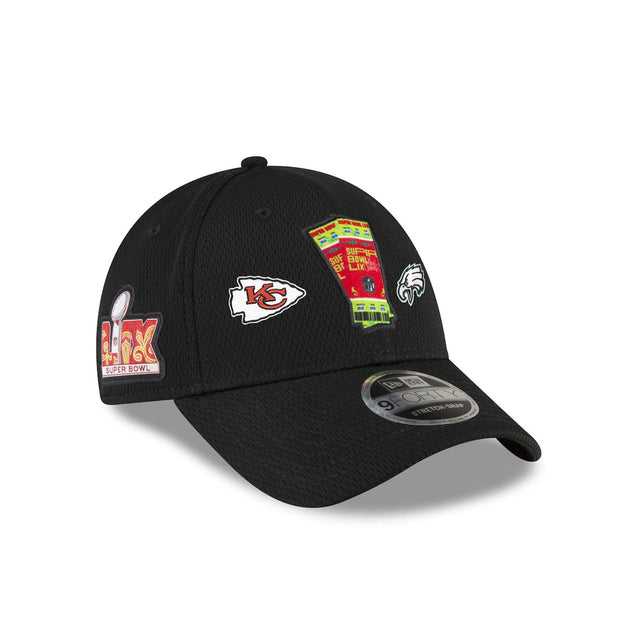 Super Bowl LIX Kansas City Chiefs vs. Philadelphia Eagles Black 9FORTY Stretch - Snap Hat - New Era - 