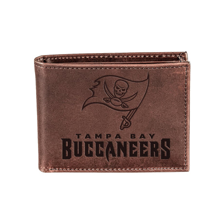 Tampa Bay Buccaneers, Bi-Fold Wallet, Brown, CH, 100% Genuine Leather - EG Collective - 808412080173