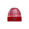 Tampa Bay Buccaneers Red Plaid Statement Beanie Cuffed Knit Hat - New Era - 