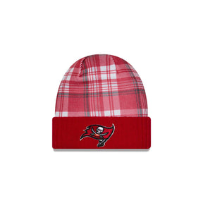 Tampa Bay Buccaneers Red Plaid Statement Beanie Cuffed Knit Hat - New Era - 