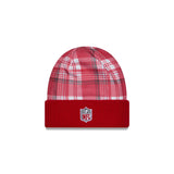Tampa Bay Buccaneers Red Plaid Statement Beanie Cuffed Knit Hat - New Era - 