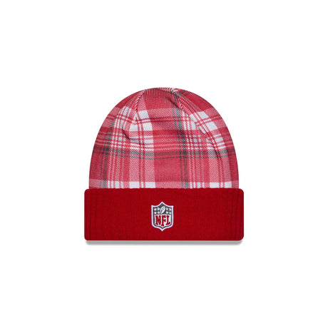 Tampa Bay Buccaneers Red Plaid Statement Beanie Cuffed Knit Hat - New Era - 