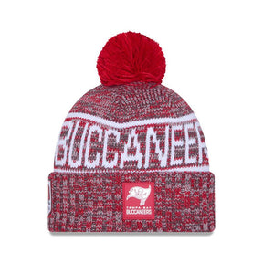Tampa Bay Buccaneers Red/Gray Pom Knit Beanie - New Era - 