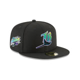 Tampa Bay Rays Inaugural Season 1998 Side Patch Black 59FIFTY Fitted Hat - New Era - 23860540902