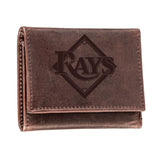 Tampa Bay Rays Tri-Fold Wallet Brown 100% Genuine Leather - EG Collective - 801946416494