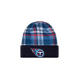 Tennessee Titans Navy Plaid Statement Beanie Cuffed Knit Hat - New Era - 