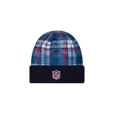Tennessee Titans Navy Plaid Statement Beanie Cuffed Knit Hat - New Era - 
