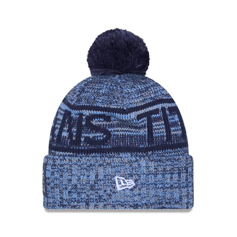 Tennessee Titans Navy/Light Blue Pom Knit Beanie - New Era - 