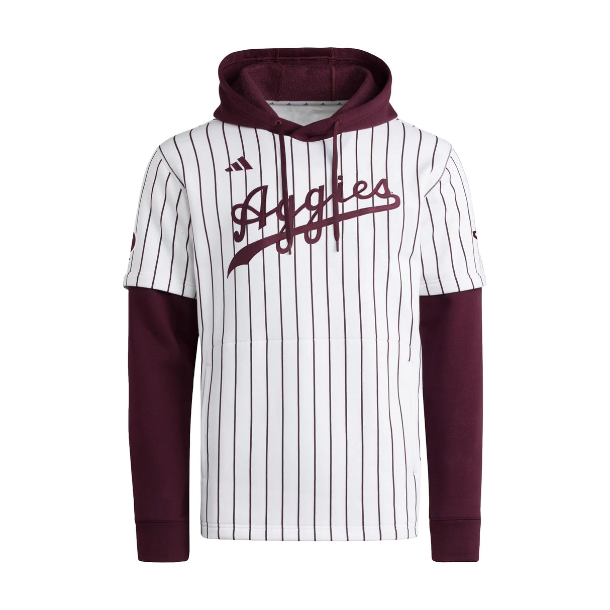 Texas A&M Striped White & Maroon Jersey Pullover Hoodie - Nike - 10610166401