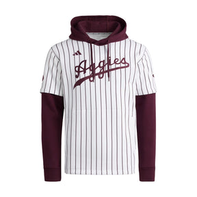 Texas A&M Striped White & Maroon Jersey Pullover Hoodie - Nike - 10610166401