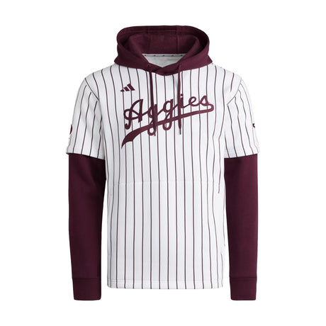 Texas A&M Striped White & Maroon Jersey Pullover Hoodie - Nike - 10610166401