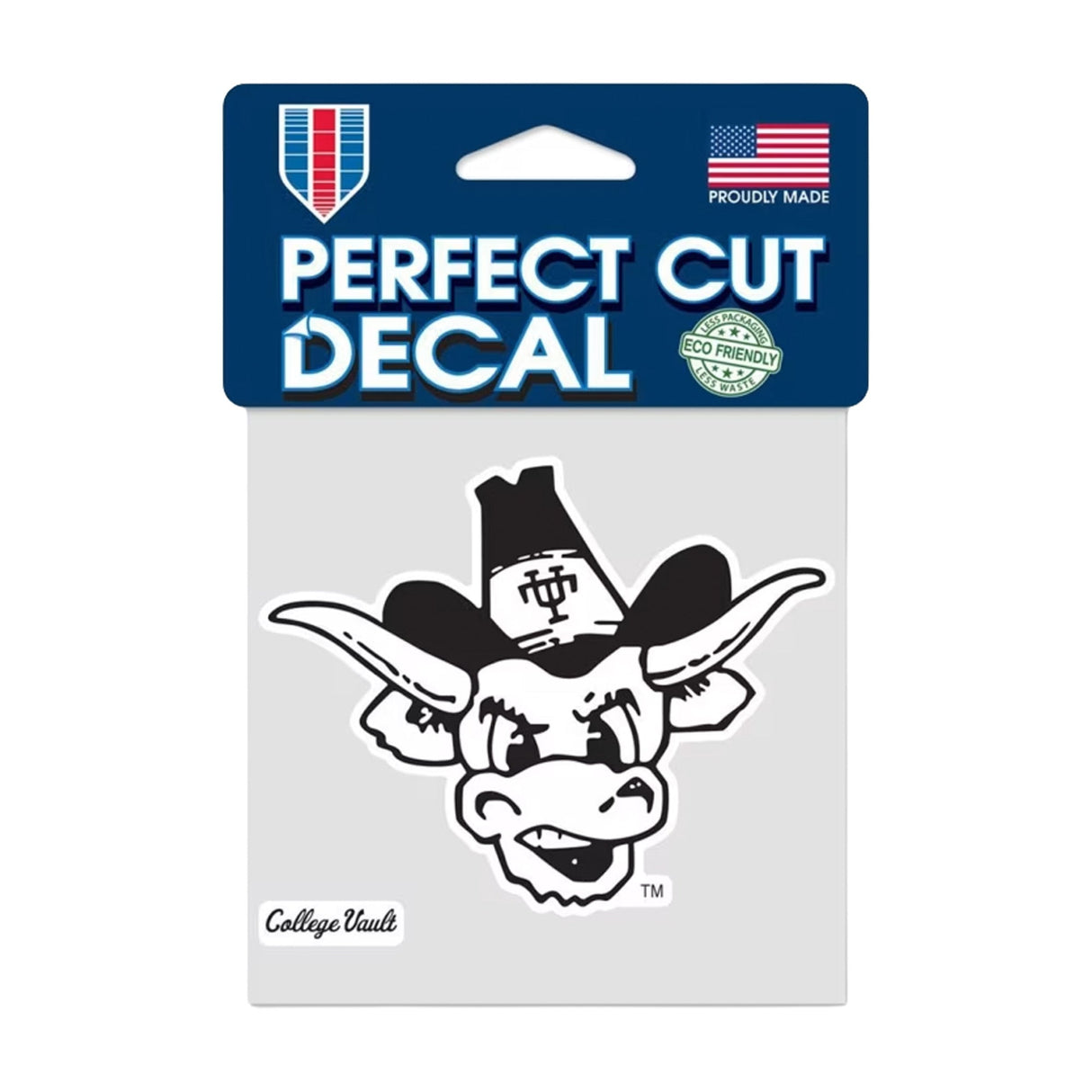 Texas Longhorns College Vault Retro Bevo Logo 4x4 Perfect Cut Decal - Wincraft - 3210663
